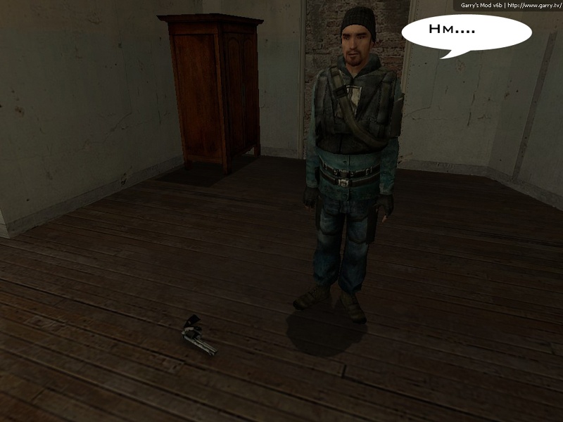 There's a gun on the floor next to Jeff, who continues to wonder.