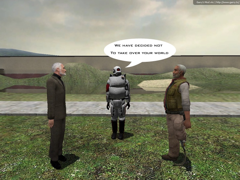 A Combine elite soldier comes by and tells Breen and Eli they have decided not to take over Earth.