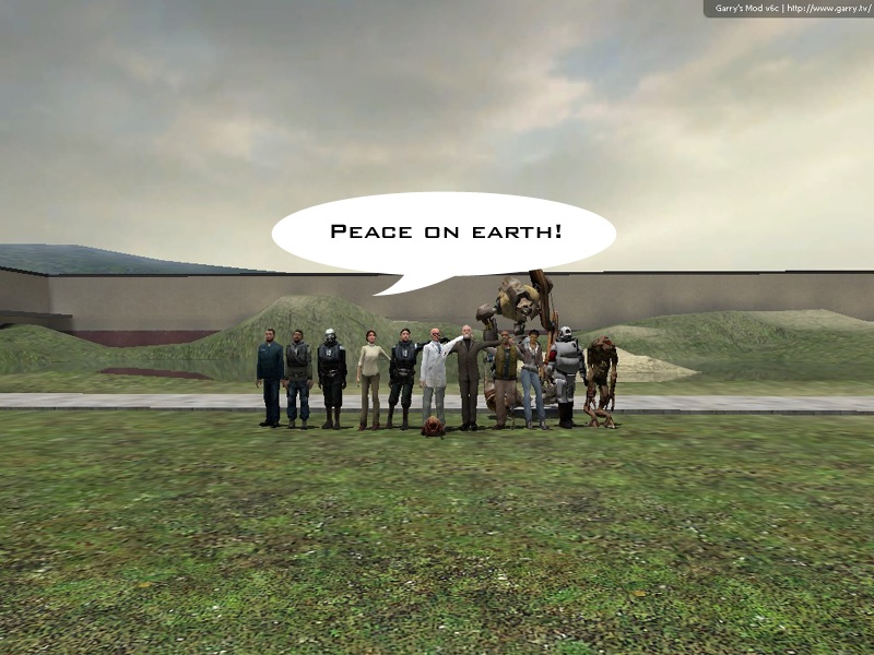 The cast of Half-Life 2 get together and declare peace on Earth.