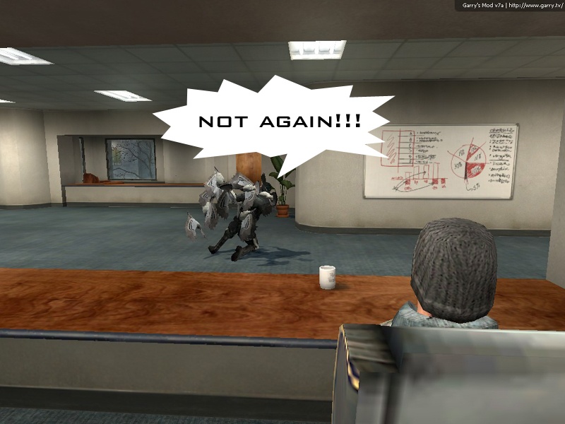 A series of strange events begins. First, Barney Calhoun from Half-Life 2 is attacked by seagulls, screaming Not Again!