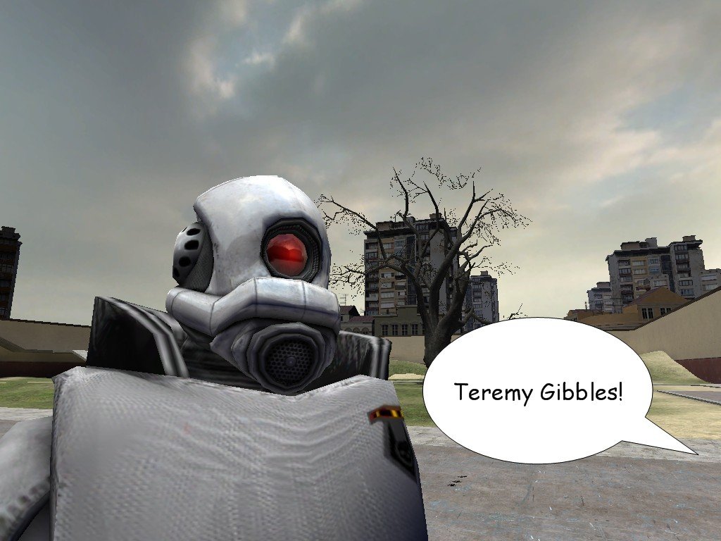 Another Combine elite soldier approaches, who Frederick recognizes as Teremy Gibbles.