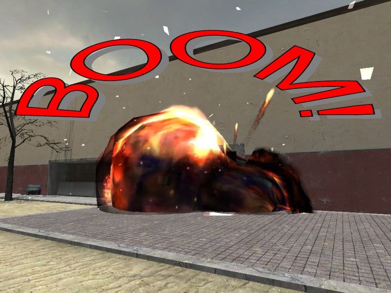 Suddenly, a huge explosion happens where Breen was standing.