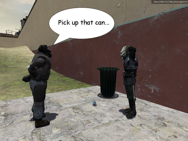 Couper tells Kenny to pick up a can that is on the floor next to a trash can.