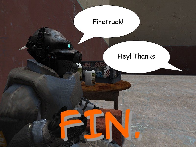 Couper replies firetruck. Frederick thanks him. The end.