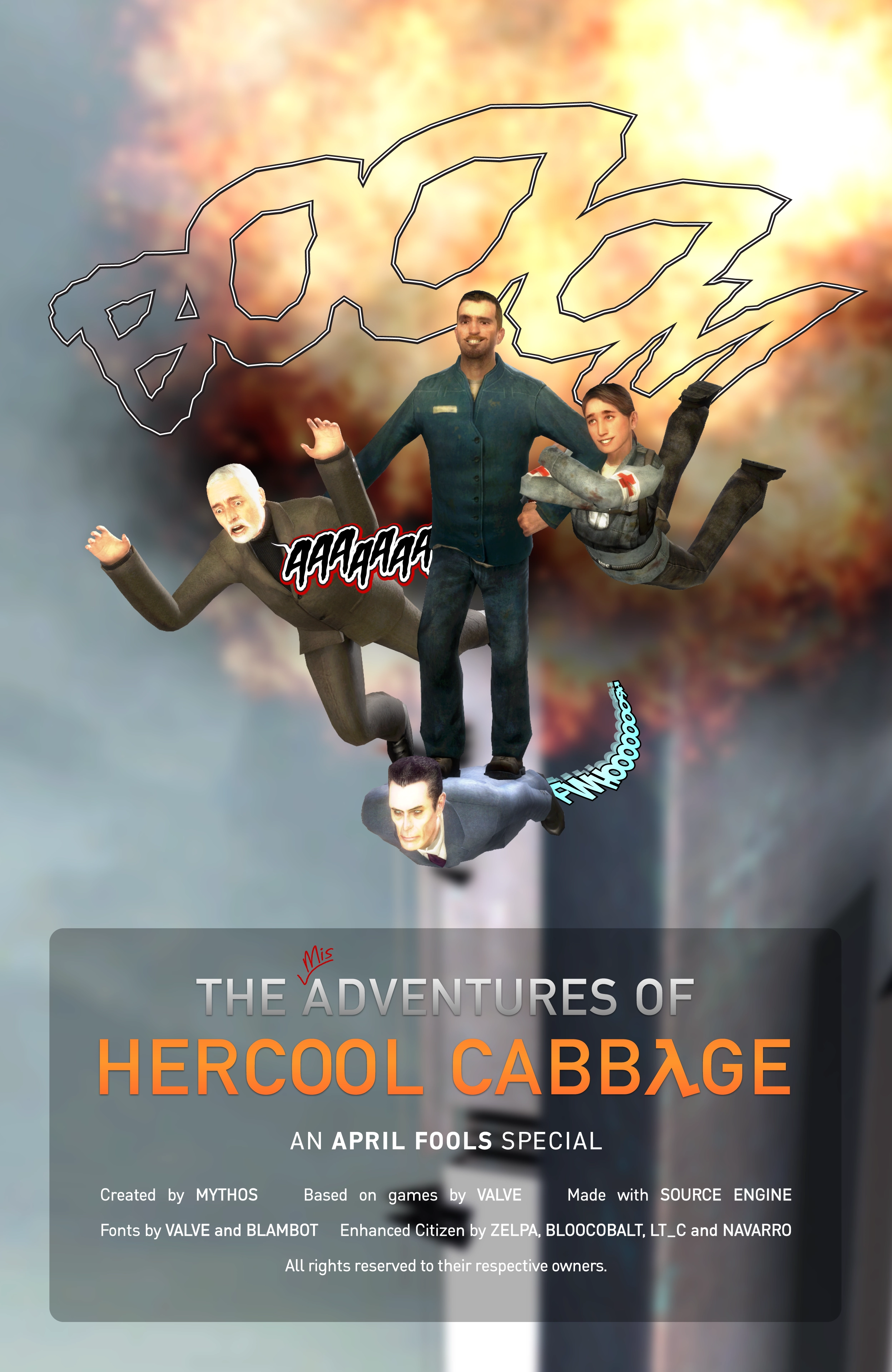 The Citadel explodes spectacularly as Hercool Cabbage flies off on top of a flying G-Man, Lucy holding onto Hercool Cabbage's left arm with a loving smile while the right arm holds a screaming Doctor Breen. The end.